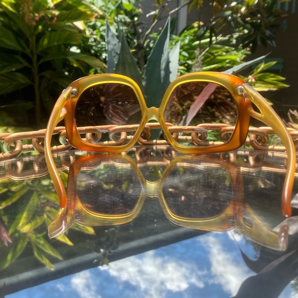 VNTG CHRISTIAN DIOR Rare Oversized Gradient Ombre Matte Yellow/Brown Sunglasses - Picture 5 of 5